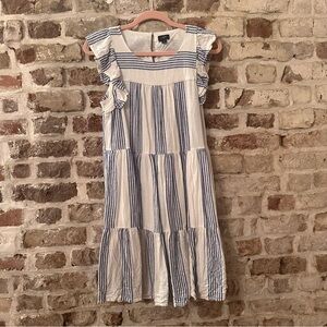 J. Crew Factory Blue and White Striped Dress